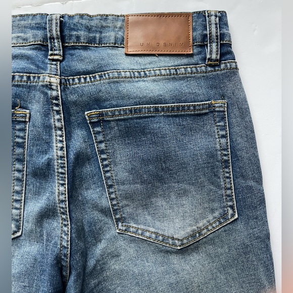 UH Denim Men’s Slim Jeans Distressed Medium Wash 30 x 32 - Picture 4 of 6